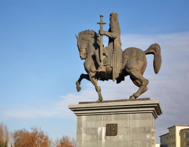 Kutaisi 'deki Davit IV anıtı. Imereti Eyaleti. Georgia