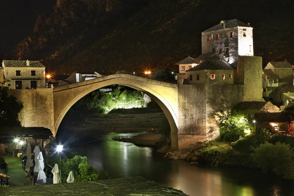 Vieux Pont Mostar Nuit Bosnie Herzégovine — Photo