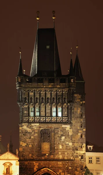 Torre Staro Mesto Fim Ponte Charles Praga República Checa — Fotografia de Stock