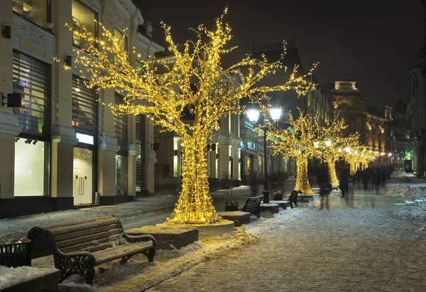 Weihnachtsdekorationen Der Kusnezky Most Straße Moskau Russland — Stockfoto