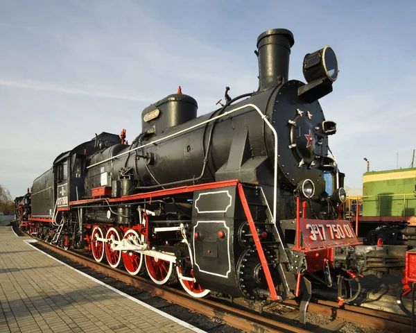 Vieille Locomotive Dans Musée Ferroviaire Brest Bélarus — Photo