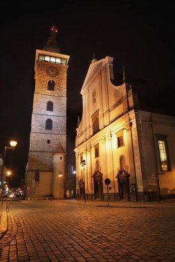 Black Tower and St. Nicholas Cathedral in Ceske Budejovice. Czech Republic clipart