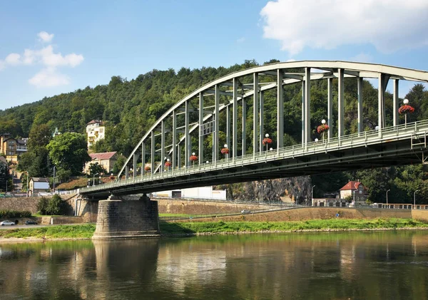 Ponte Tyrsuv Sul Fiume Labe Decin Repubblica Ceca — Foto Stock