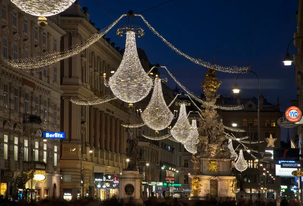 Decoraciones Navideñas Calle Graben Viena Austria — Foto de Stock