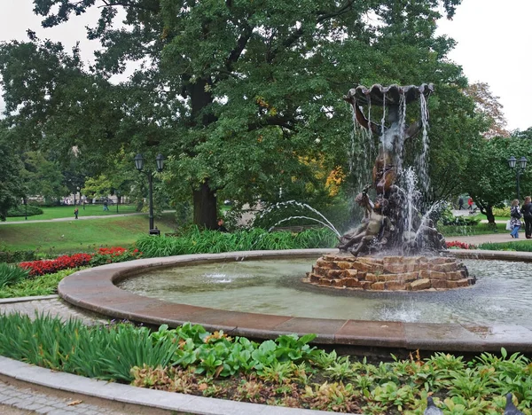 Fontein Het Bastejkalns Park Riga Letland — Stockfoto