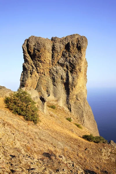 Thunderbolt Devil Finger Rock Kara Dag Mountain Black Mount Koktebel — Stock Photo, Image