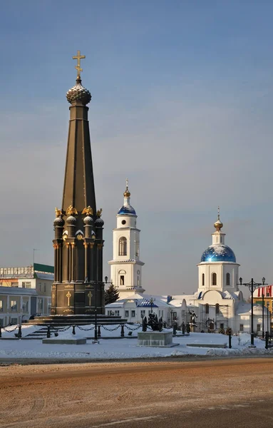 Monumento Gloria Iglesia Kazán Icono Nuestra Señora Maloyaroslavets Óblast Kaluga — Foto de Stock