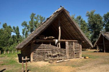 Biskupin 'de tarihi yerleşim yeri. Polonya