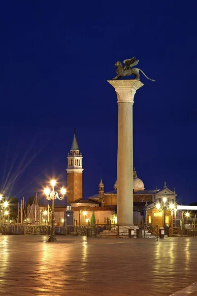 Markerkolonnen Piazza San Marco Markusplatsen Venedig Italien — Stockfoto