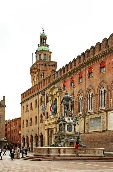 Fountain Neptune Palazzo Accursio Bologna Italy — Stock Photo, Image