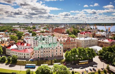 Vyborg 'un panoramik görüntüsü. Rusya
