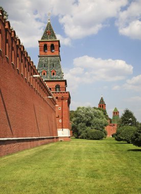 Moskova Kremlin 'in İlk İsimsiz (Toz) Kulesi. Rusya