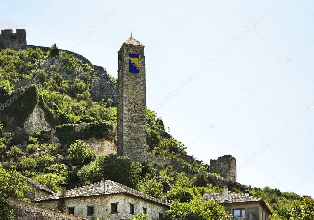Clock tower in Pocitelj. Bosnia and Herzegovina