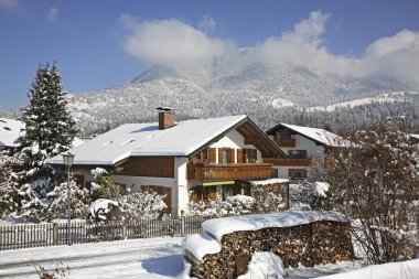 Garmisch-Partenkirchen manzarası. Bavyera 'da. Almanya