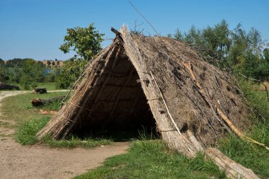 Biskupin 'de tarihi yerleşim yeri. Polonya