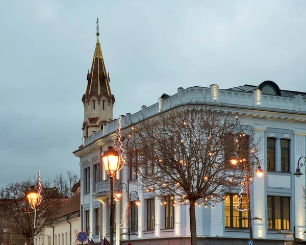 Weihnachtsdekoration Auf Dem Rathausplatz Vilnius Litauen — Stockfoto