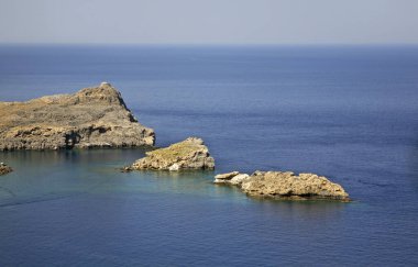 Lindos yakınlarında Ege Denizi. Rhodes Adası. Yunanistan