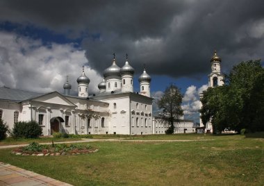 Aziz George Manastırı 'ndaki Kurtarıcı Katedrali. Büyük Novgorod. Rusya