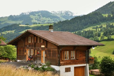 Ringoldingen köyünün manzarası. Bern Kantonu. İsviçre