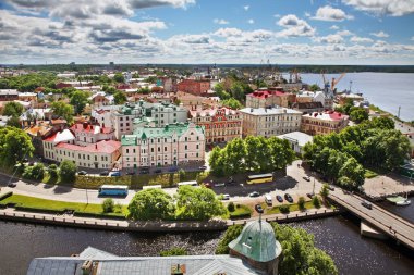 Vyborg 'un panoramik görüntüsü. Rusya