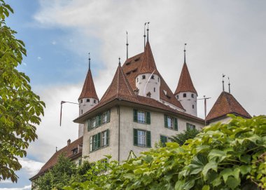 Thun 'daki kale manzarası. İsviçre