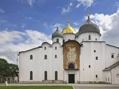 Büyük (Veliky Novgorod) Novgorod 'daki Aziz Sophia Katedrali. Rusya