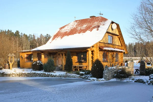 Maison Bois Dans Région Vidzeme Lettonie — Photo