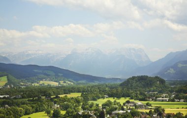 Salzburg yakınlarındaki panoramik manzara. Avusturya