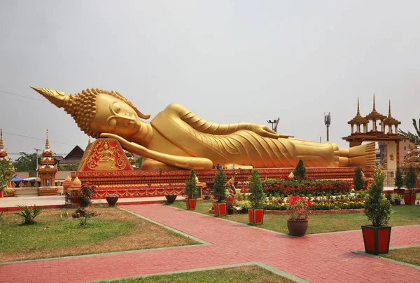 Liggend Boeddha Bij Wat Luang Tai Tempel Vientiane Laos — Stockfoto