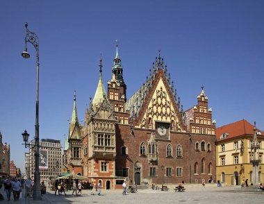 Wroclaw 'daki Market Meydanı' ndaki kasaba evi. Polonya