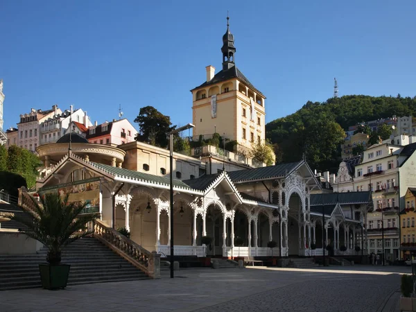 Market Colonnade Castle Tower Market Place Karlovy Vary Bohême République — Photo