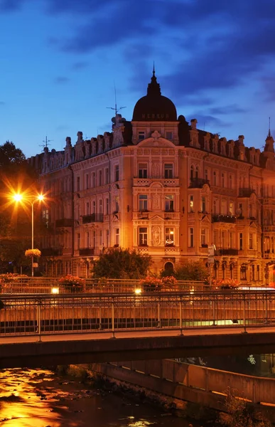 Embankment Tepla River Karlovy Vary Bohemia Czech Republic — Stock Photo, Image