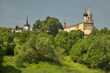 Aziz Manastırı 'ndaki Tapınak' taki En Kutsal Theotokos Sunumu Kilisesi. Torzhok 'taki Boris ve Gleb (Novotorzhsky Borisoglebsky Manastırı). Tver bölgesi. Rusya
