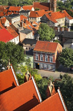 Chelmno 'nun panoramik manzarası. Polonya