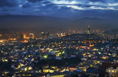 Saraybosna 'nın panoramik manzarası. Bosna-Hersek