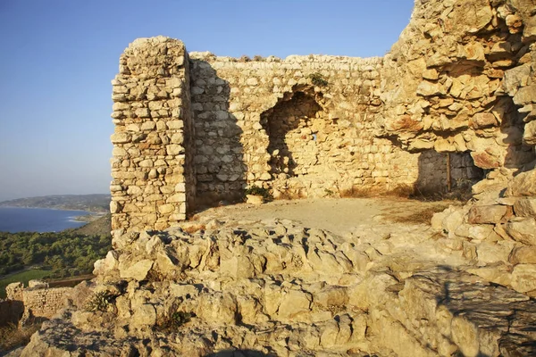 Ruinen Der Burg Kastellos Der Nähe Des Dorfes Kritinia Insel — Stockfoto