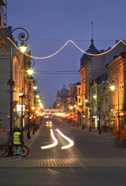 Calle Piotrkowska Lodz Polonia — Foto de Stock