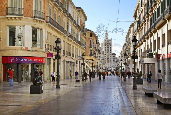 Calle Marques Larios Пешеходная Улица Малаге Испания — стоковое фото