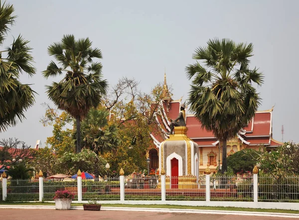 König Sethathirath Statue Und Saysettha Park Vientiane Laos — Stockfoto