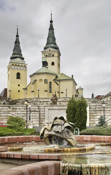 Kathedraal van de Heilige Drie-eenheid. Andrej Hlinka plein in Zilina. Slowakije — Stockfoto