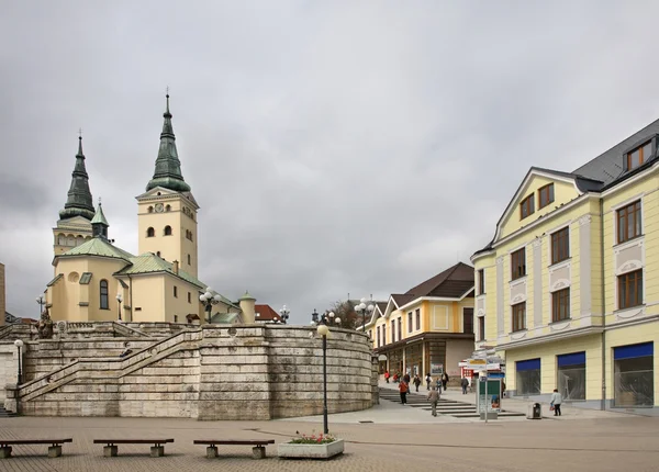 Cathedral of Holy Trinity. Andrej Hlinka square in Zilina. Slovakia — Stock Photo, Image