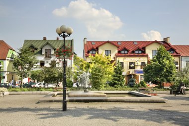 Biala Podlaska 'da bir pazar yeri. Polonya