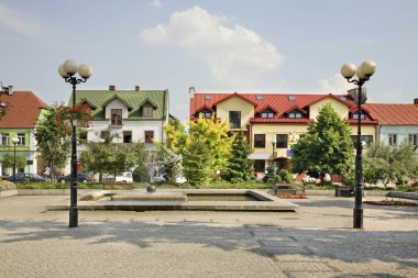 Biala Podlaska 'da bir pazar yeri. Polonya