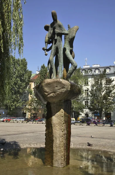 Sculpture on Volnica square in Kazimierz. Krakow. Poland — Stock Photo, Image