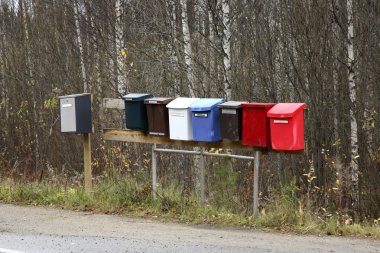Lomarantala 'daki posta kutuları. Tahko. Finlandiya