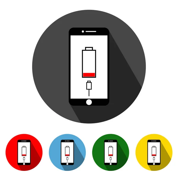 Icône Charge Smartphone Smartphones Mobiles Charge Sur Fond Blanc Téléphone — Image vectorielle