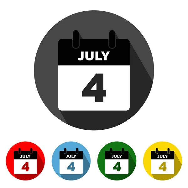 July Calendar Flat Style Icon Long Shadow July Calendar Icon — Stock Vector