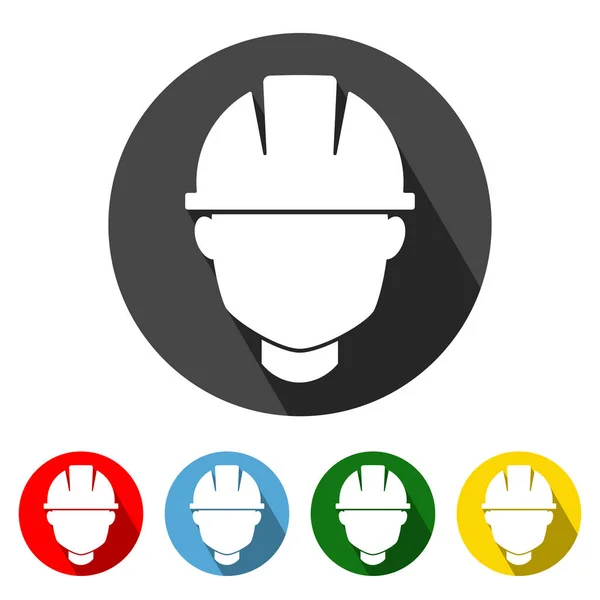 带长影的安全头盔扁平型图标 安全头盔图标矢量插图设计元素有四个颜色变化 都在一个单一的层 设计要素 — 图库矢量图片