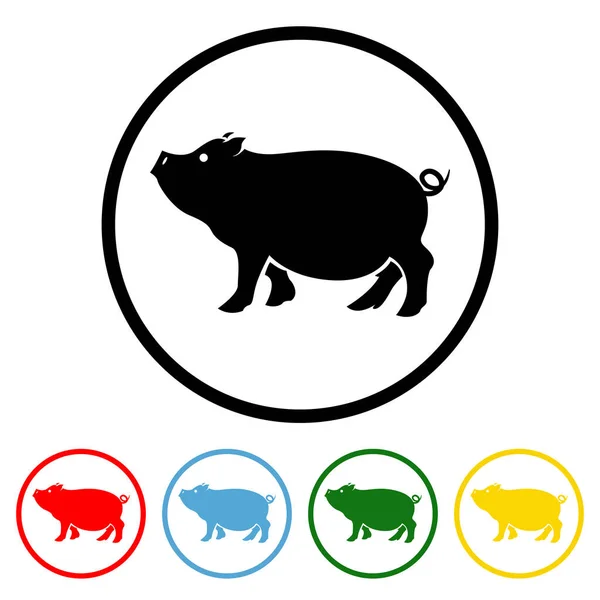 Pig Icon Color Variations Pig Icon Vector Illustration Design Element — Archivo Imágenes Vectoriales