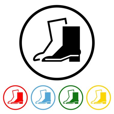 Güvenli Ayakkabı Binası ikon vektör çizim elementini dört renk varyasyonuyla giyin. Vektör çizimi. Hepsi tek bir katmanda. Tasarım için elementler. Güvenli Ayakkabı Simgesi Düz Tasarımı Giyin.